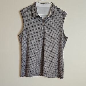 NVO XL Sleeveless Quarter Zip Print Top Activewear Golf Pickleball Stretch